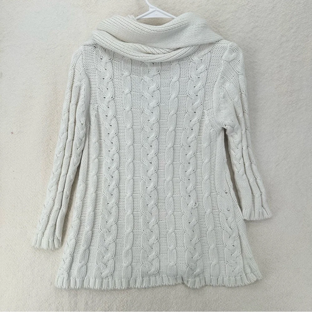 Cottage core Vintage Y2K Cable Knit Shawl Collar Sweater Cream